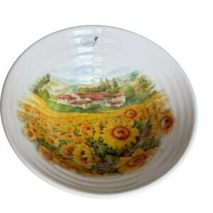 Tuscan Table Pasta Serving Bowl w/ Italian Landscape Villa Sunflowers READ